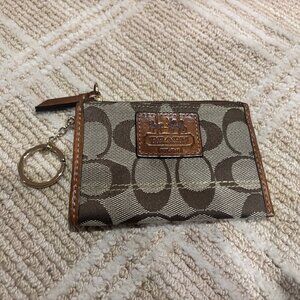 Like New Coach Signature Brown Keychain Wallet / ID Coin Pouch